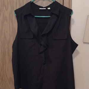 New York & Company Black Ruffle Blouse